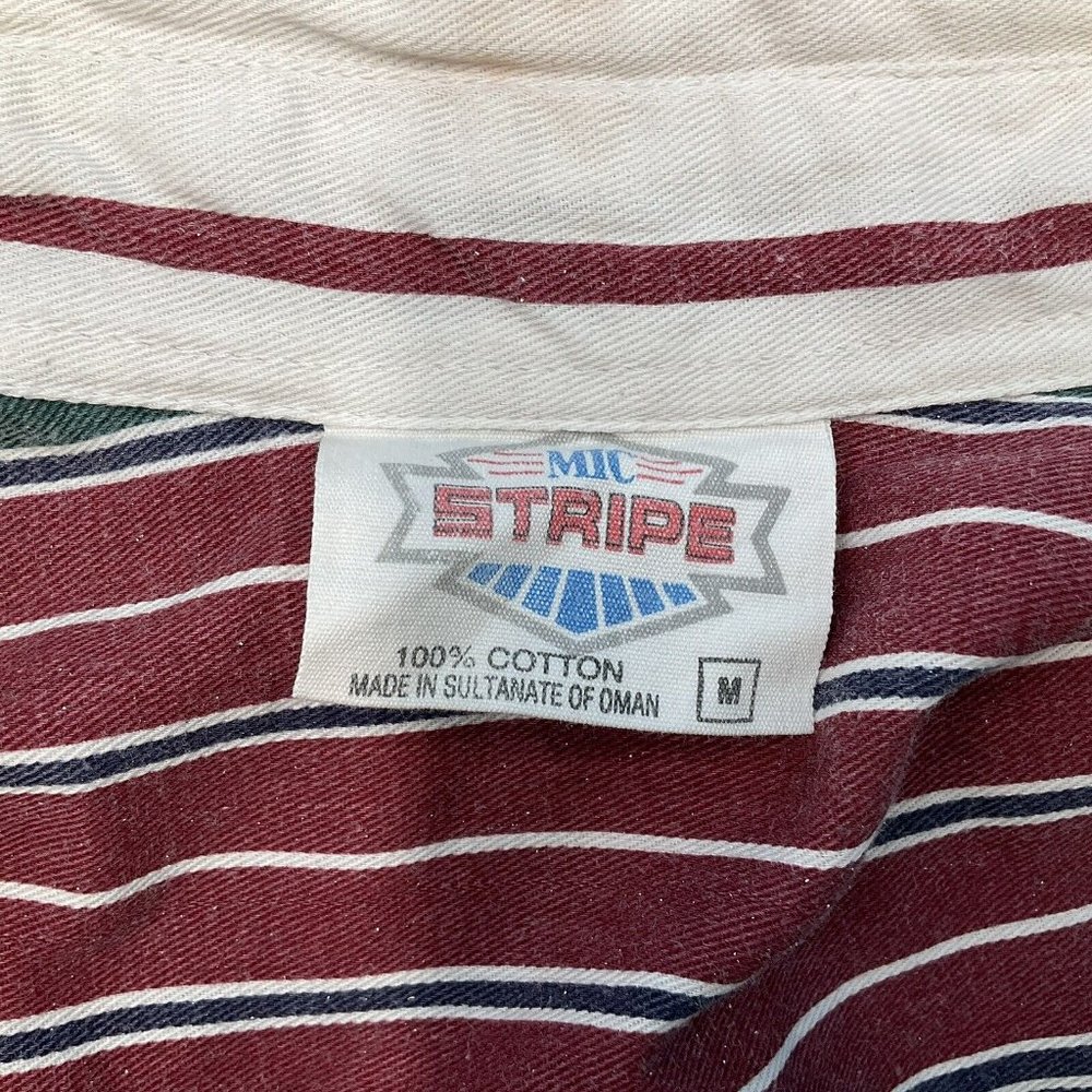 Vintage Mic Stripe Button Short Sleeve Cotton Casual Shirt Chest Pocket Oman M - Picture 4 of 9